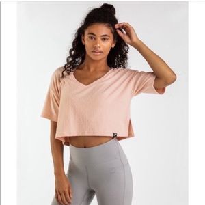 Gymshark Towel Cropped Short Sleeve Tee Shirt — Blush Pink